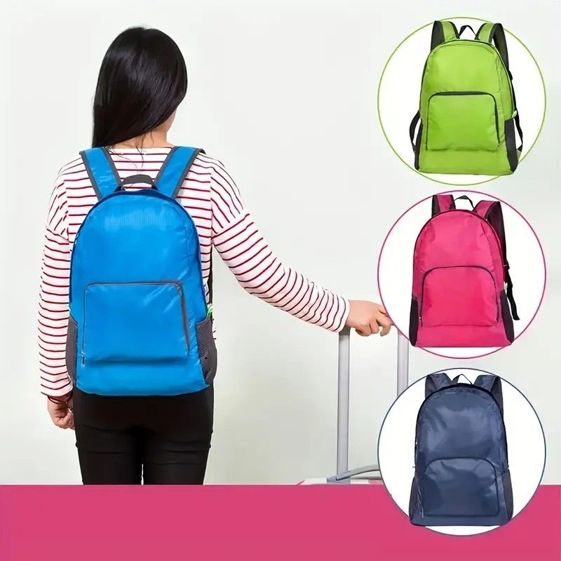Foldable Nylon Backpack – Lightweight, Durable, and Strong Load Capacity, Four-Step Folding Transforms into a Handbag in Seconds, Multi-pocket Organization with Breathable Carrying(GREY)