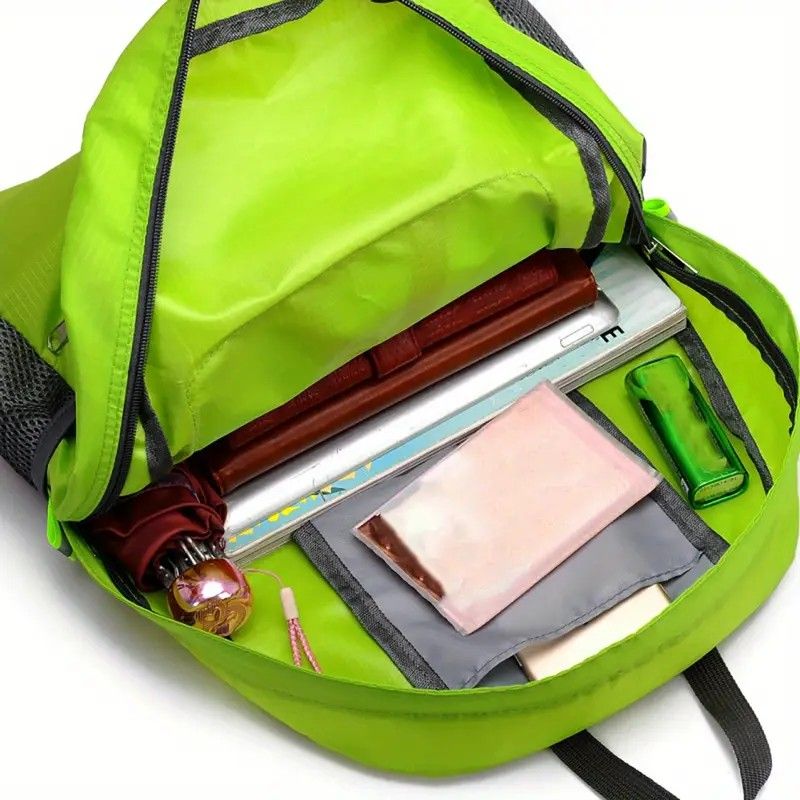 Foldable Nylon Backpack – Lightweight, Durable, and Strong Load Capacity, Four-Step Folding Transforms into a Handbag in Seconds, Multi-pocket Organization with Breathable Carrying(GREY)