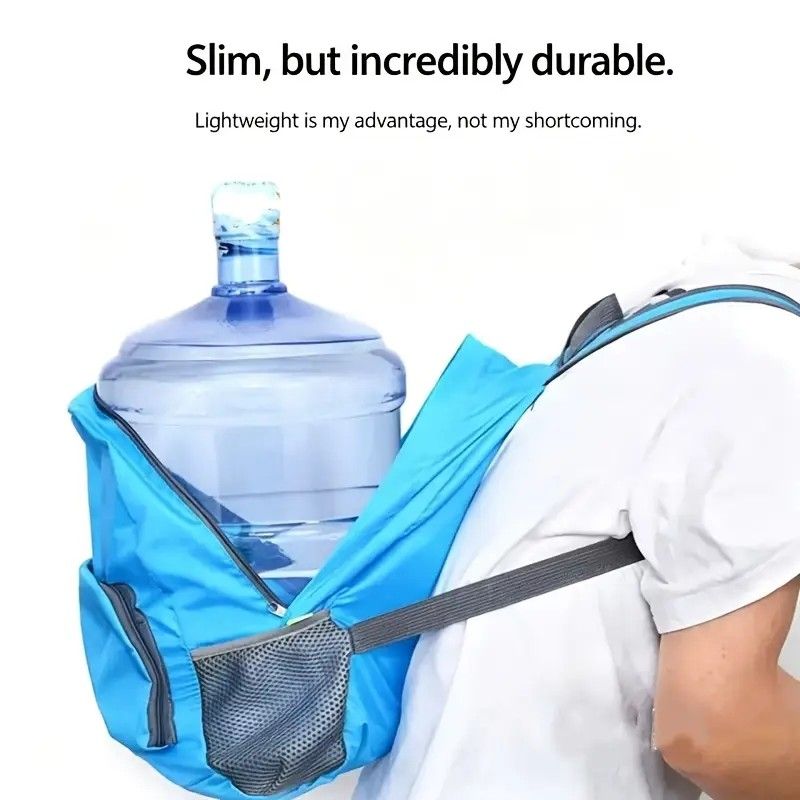Foldable Nylon Backpack – Lightweight, Durable, and Strong Load Capacity, Four-Step Folding Transforms into a Handbag in Seconds, Multi-pocket Organization with Breathable Carrying(GREY)