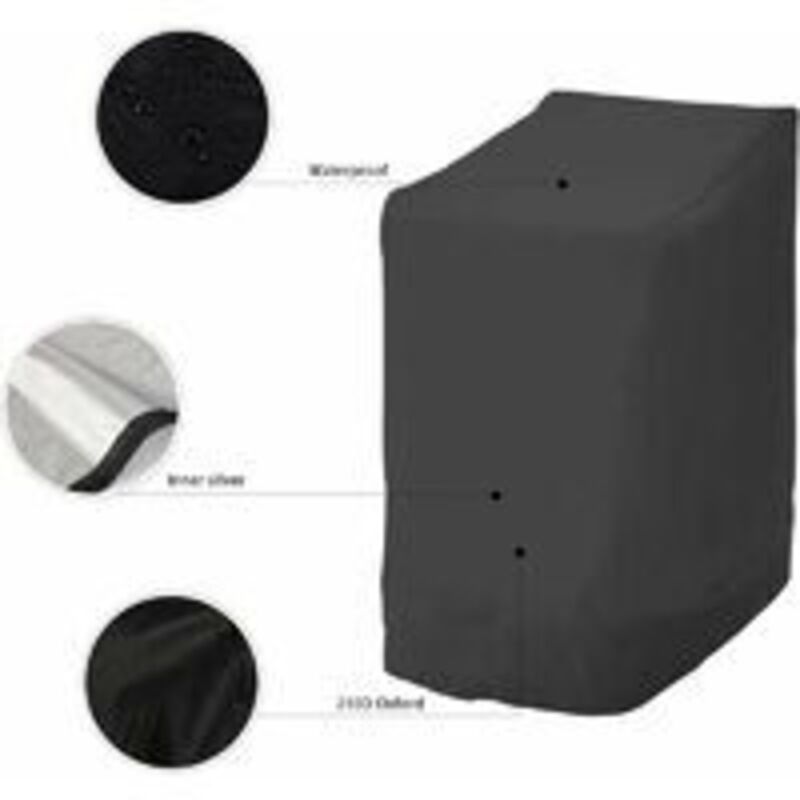 210D Oxford Waterproof Stacking Garden Chair Cover Black, 210D, Protective Cover for Outdoor Patio Chairs with Adjustable Rope, 114x85x65cm
