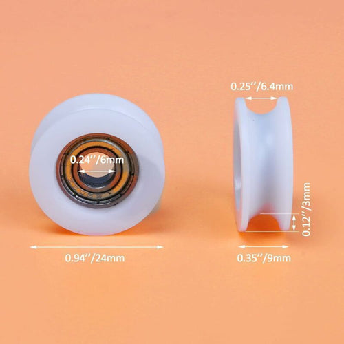 10 Pcs Ball Bearing U Shape Groove Guide Pulley Ball for Furniture White, 6x24x9mm