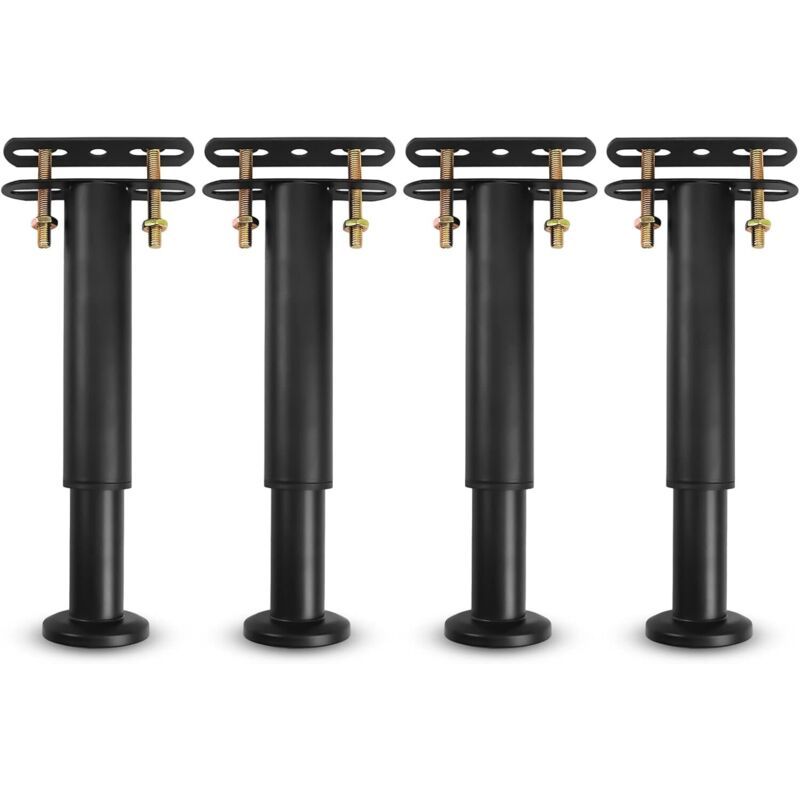 4 Pcs Foot of Bed Black, Sofa Foot, Armoire Legs of Sommier of Bed Liaison MeTal ReGlables in MeTal Legs for Sommier, 1831 cm