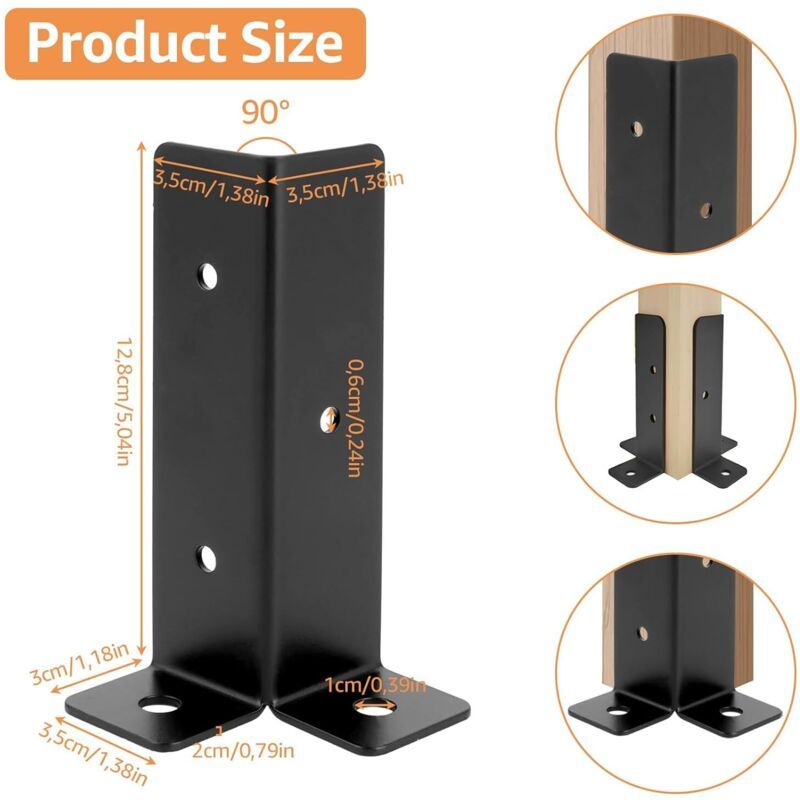 8 Pcs Supports of Poteau Reglables Noirs Pont, Convient for Pavillon Hand Courante and Balustrade