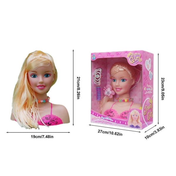 Makeup Pretend Play Set for Kids 17 Pcs Hairdresser Styling Head Doll Makeup Toy Educational Toy Gift for Kids Girls