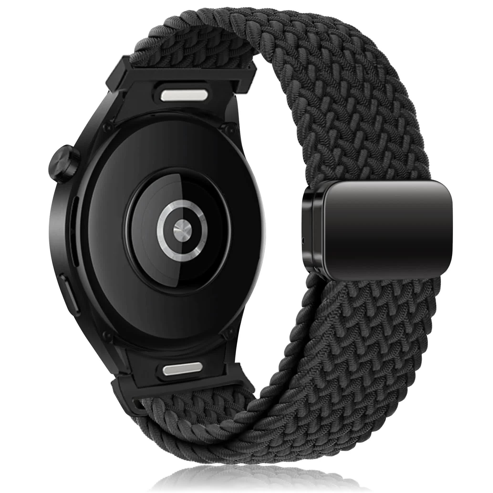 Braided Strap for Samsung Galaxy Watch 6 4 classic/5 Pro 45mm 47mm 43mm 44mm 40mm Magnetic Strap Without Gap Galaxy Watch 6 Band Black Black Watch 6 40mm 44mm