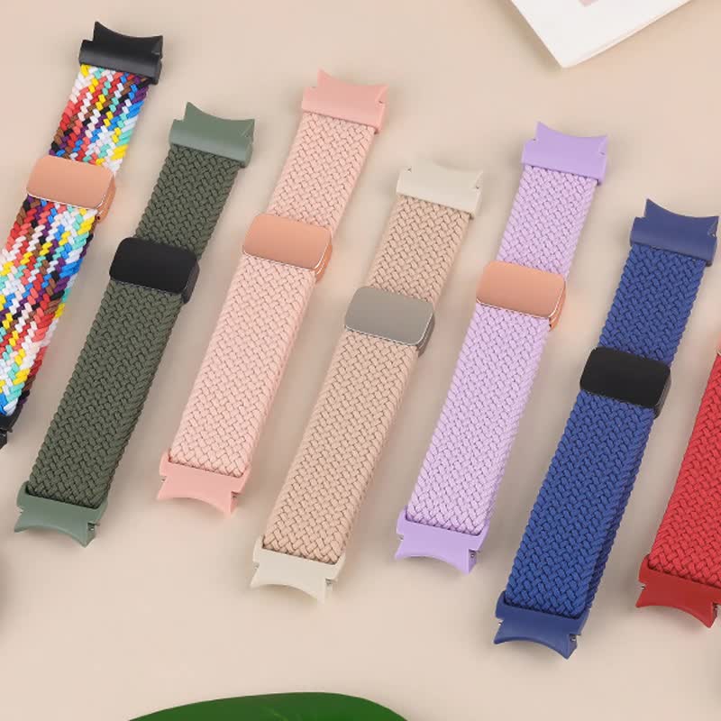 Braided Strap for Samsung Galaxy Watch 6 4 classic/5 Pro 45mm 47mm 43mm 44mm 40mm Magnetic Strap Without Gap Galaxy Watch 6 Band Black Black Watch 6 40mm 44mm