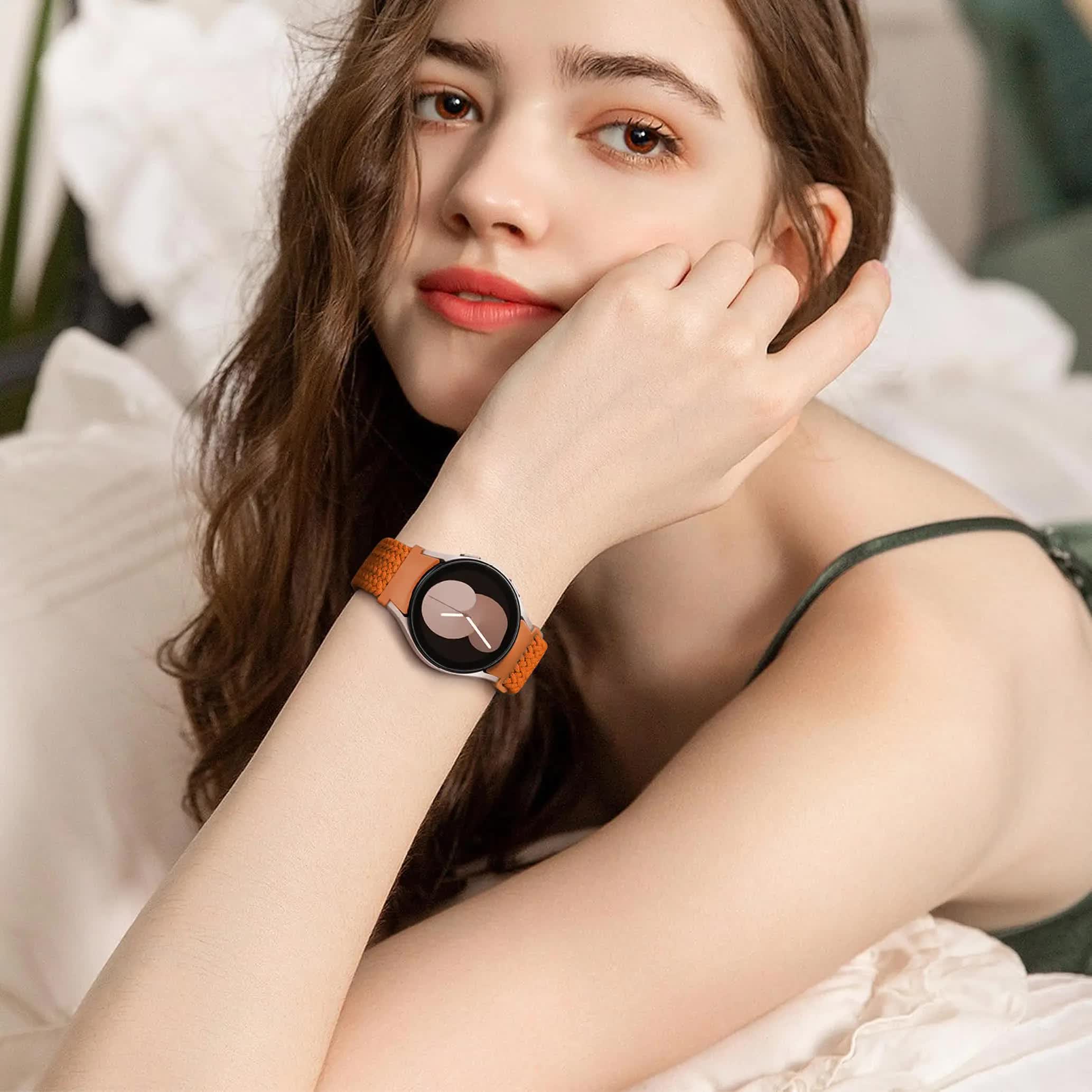 Braided Strap for Samsung Galaxy Watch 6 4 classic/5 Pro 45mm 47mm 43mm 44mm 40mm Magnetic Strap Without Gap Galaxy Watch 6 Band Black Black Watch 6 40mm 44mm