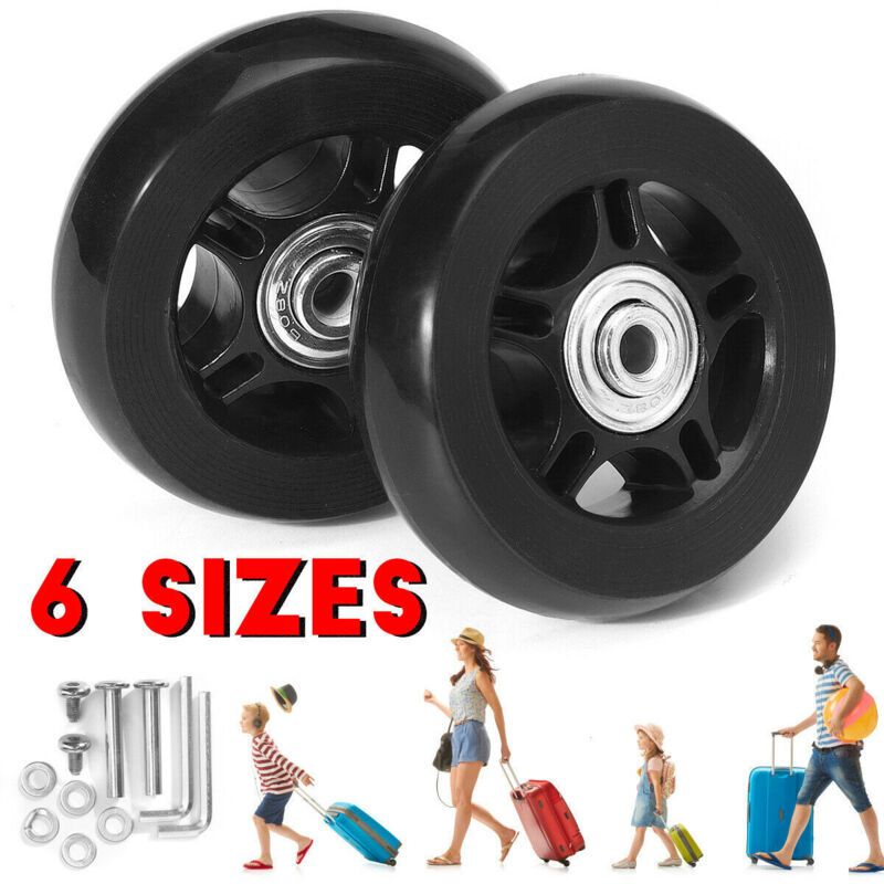 2 Pack Universal Suitcase Replacement Wheels Rubber Silent Multidirectional Luggage Casters, 70 x 19mm