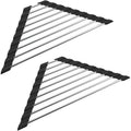 2 Pieces Sink Dish Drainer Black Foldable Removable Stainless Steel Sink Roller Drainer Triangular, 41CM, 15CM