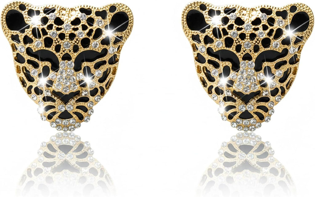 2pcs Bling Leopard Car Air Freshener Vent Clip, Black and Gold Cheetah Print Car Accessories, Sparkly Rhinestones Car Decor for Women