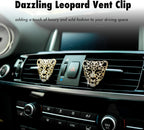 2pcs Bling Leopard Car Air Freshener Vent Clip, Black and Gold Cheetah Print Car Accessories, Sparkly Rhinestones Car Decor for Women