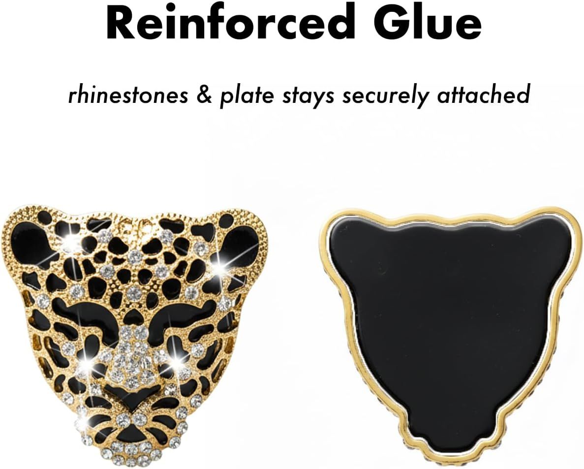 2pcs Bling Leopard Car Air Freshener Vent Clip, Black and Gold Cheetah Print Car Accessories, Sparkly Rhinestones Car Decor for Women