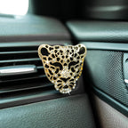 2pcs Bling Leopard Car Air Freshener Vent Clip, Black and Gold Cheetah Print Car Accessories, Sparkly Rhinestones Car Decor for Women