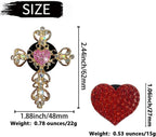 2 Pack Car Vent Clips,Crystal Cross and Heart Air Vent Clips,Bling Car Accessories for Women & Girls(Pink)
