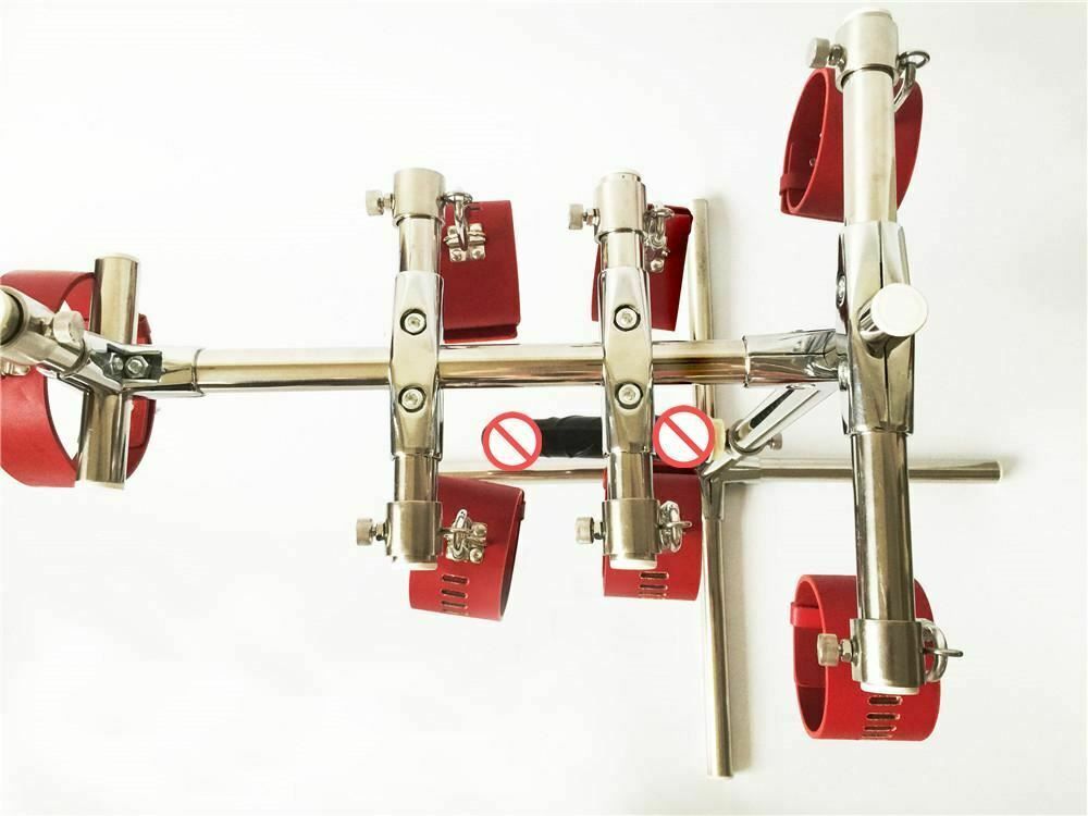 House Of Dasein Stainless Steel Bondage Frame Torture Device Leather Bdsm With Dildo Sex Furniture - Red