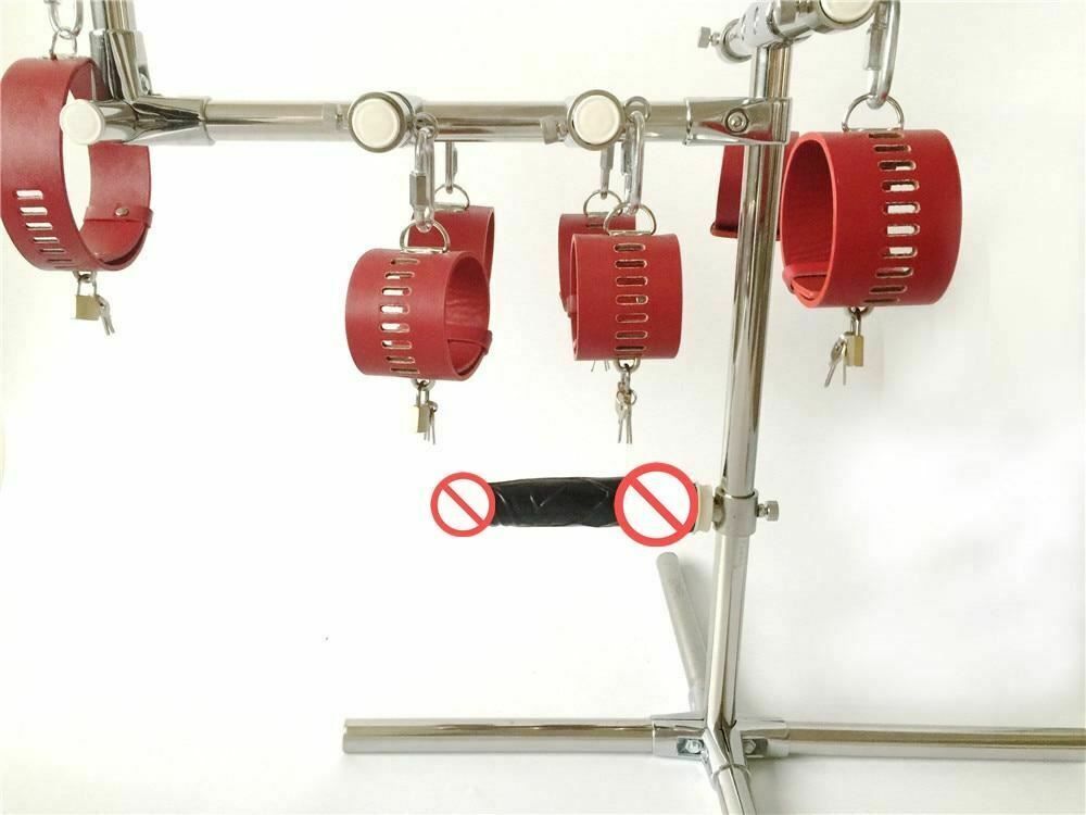 House Of Dasein Stainless Steel Bondage Frame Torture Device Leather Bdsm With Dildo Sex Furniture - Red