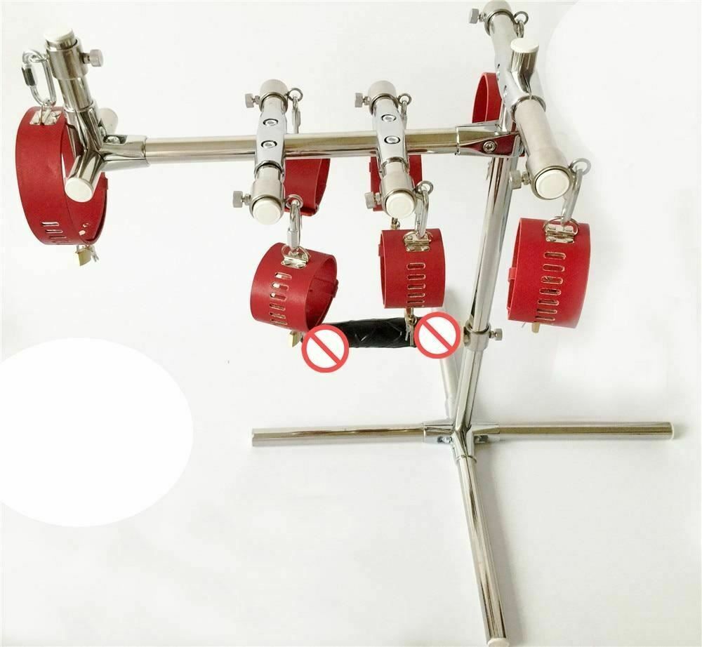 House Of Dasein Stainless Steel Bondage Frame Torture Device Leather Bdsm With Dildo Sex Furniture - Red