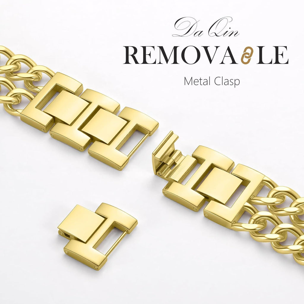 Gold Band Compatible with Apple Watch Bands for Women 40mm 42mm 38mm 41mm 44mm 45mm 46mm, Adjustable Metal Chain Link Bracelet Accessories for iWatch Band Series 11 10 9 8 7 6 5 4 3 2 1(No Case)