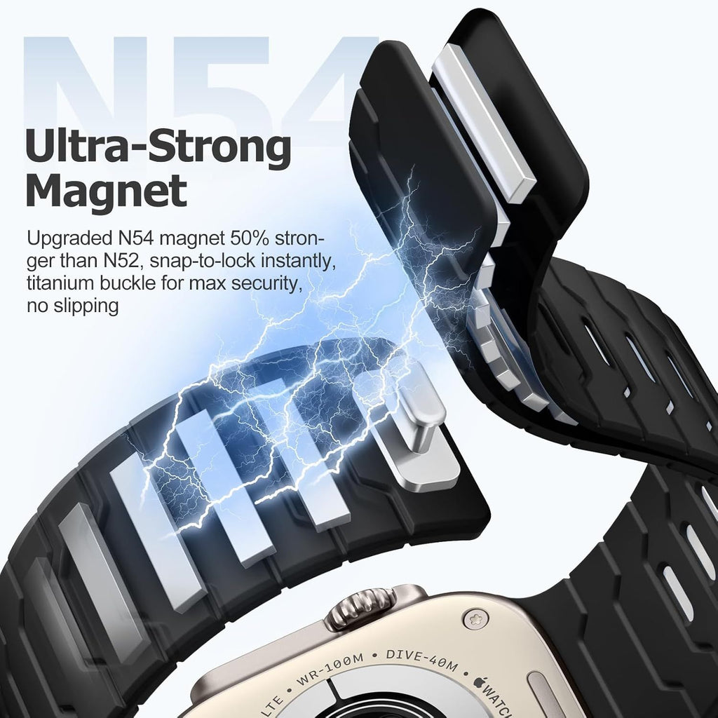 Sport Magnetic Band Compatible with Apple Watch Bands Men 44mm 45mm 46mm 42mm 49mm, Waterproof Silicone Strong Magnet Replacement Strap for iWatch Ultra 3 2 1 Series 11 10 9 8 7 6 5 4 3 2 1 SE