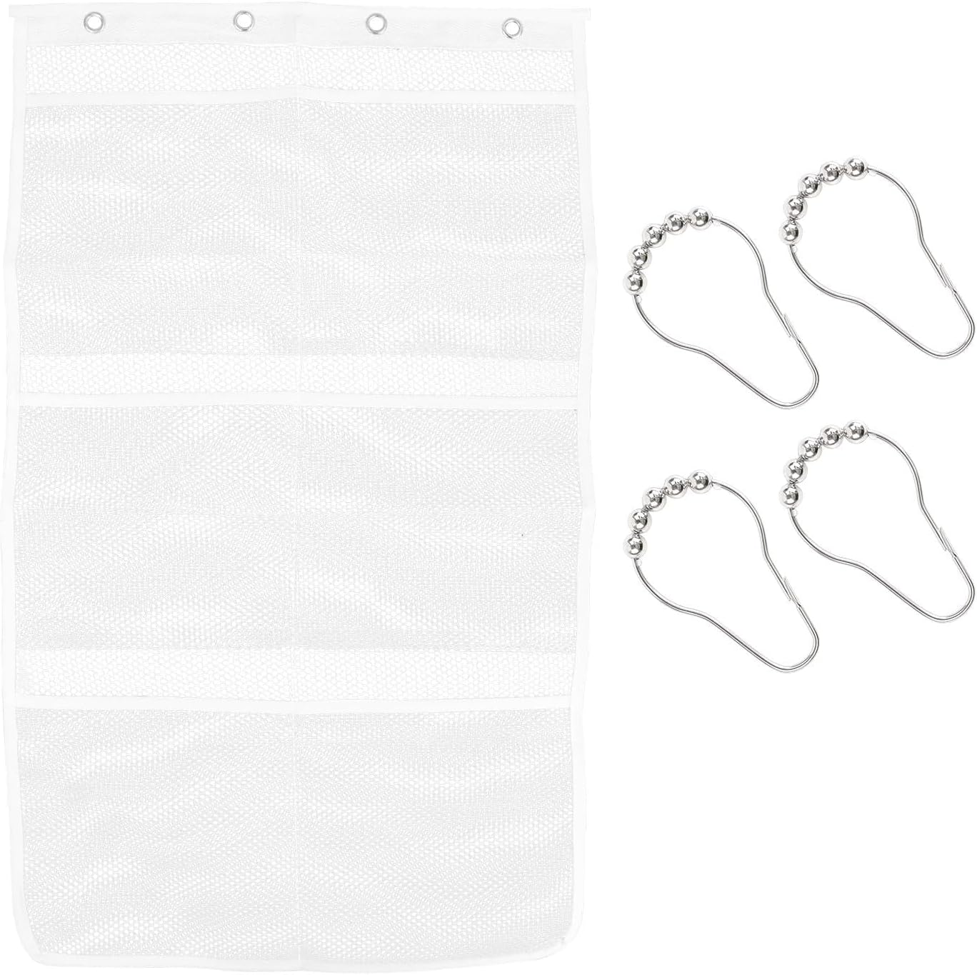 Shower Organizer, 23.6x13 inch Mesh Shower Caddy with 4 Metal Loop Hook, 6 Pockets Hanging Organizer to Hold Shampoo, Soap, Loofah (1 Pack)