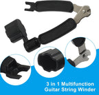 3 in 1 Guitar String Winder Cutter Pin Puller, Functional Guitar Maintenance Tool for Repairing Restringing of Acoustic Electric Guitars/Instrument Players (Black)