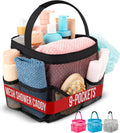 Shower Caddy Mesh - 9 Pocket Portable Bathroom Organizer Tote for Travel, Gym & Dorm - Collapsible Small Shower Caddy Bag to Hold Toiletries & Essentials (Black)