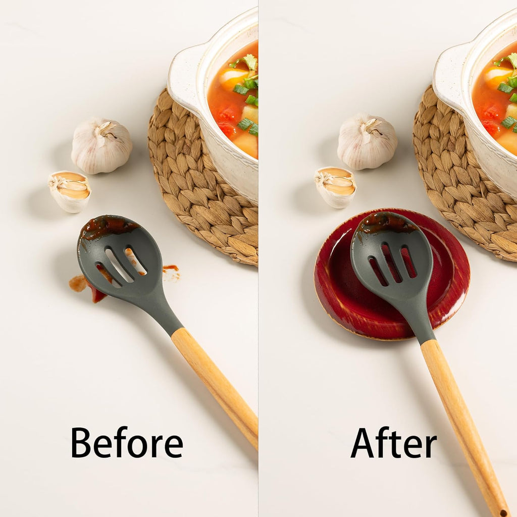 Ceremic Spoon Rest for Kitchen Counter, Spoon Holder for Stove Top, Coffee Spoon Rest, Cooking Utensil Rest for Ladles, Spatula, Spoons or Tongs, Kitchen Decor, Housewarming Gifts, 1 pack (red)