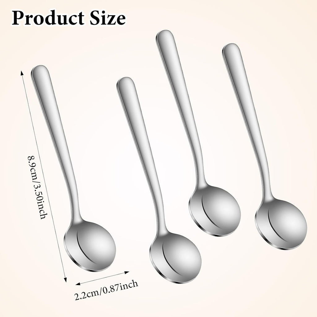 4Pcs Tiny Spoons for Spices, 3.5 Inch Stainless Steel Spice Spoon, Small Spoons for Spice Jars, Mini Metal Spoon for Sugar Salt Honey, Silver