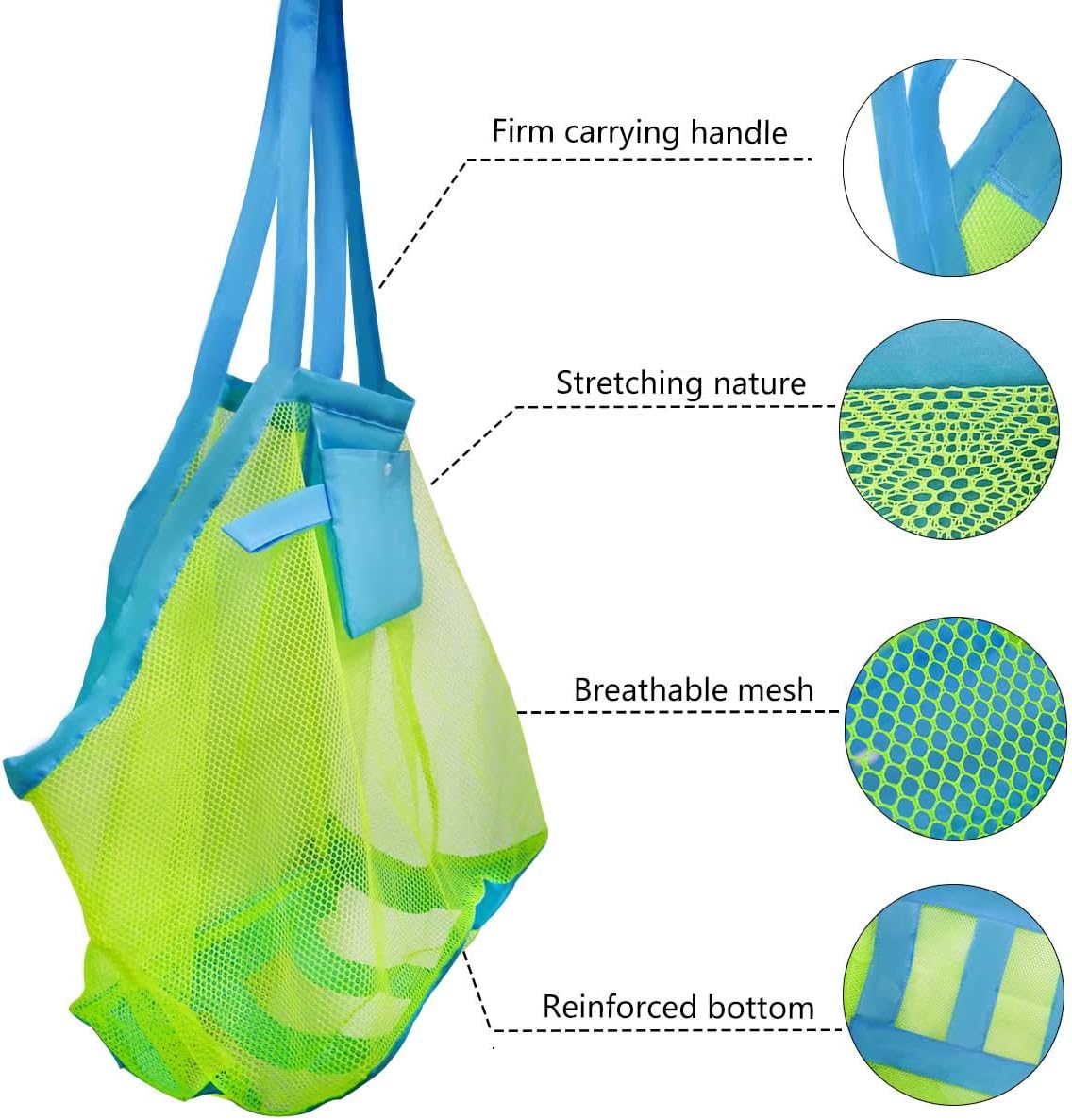 Mesh Beach Toys Bag Extra Large Bags and Totes Sand Tote Storage Children Toy Organizer Kids Collector Perfect for Holding Stay Away from Christmas Gift