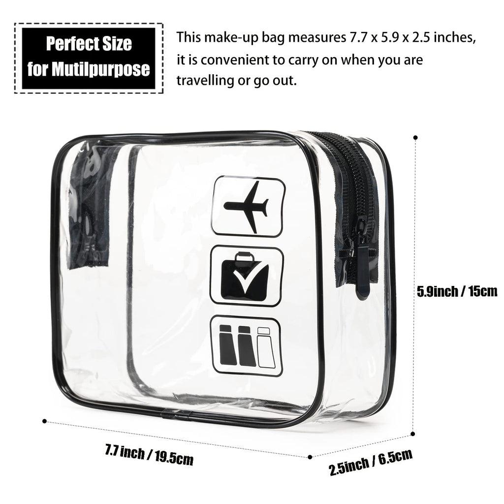 MODENGKGJIAN TSA Approved Toiletry Bag, 3 Pcs Clear Toiletries Bags Quart Size Travel Makeup Cosmetic Bag for Women Men, Carry  Airport Airline Compliant Bag (Black)