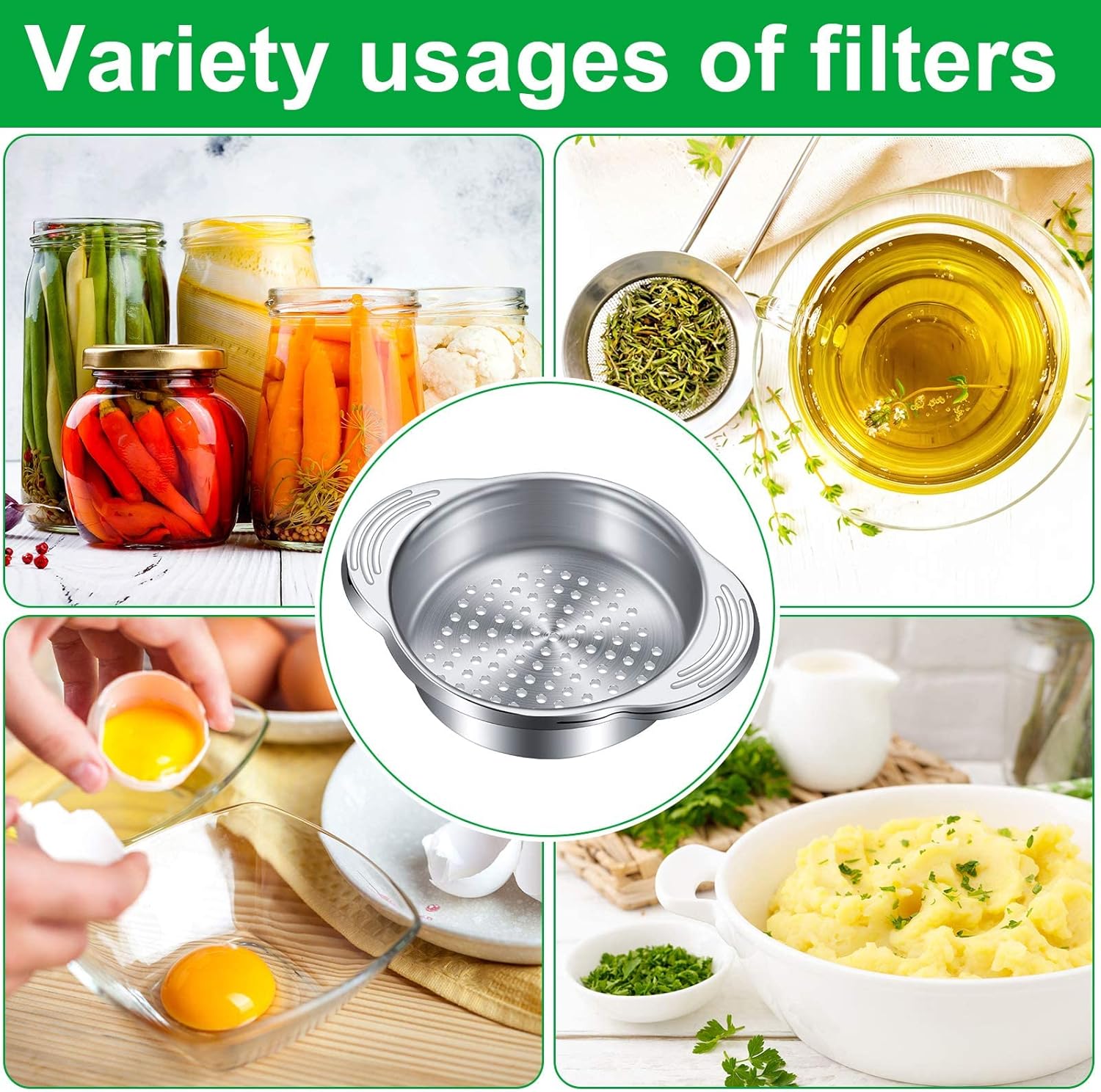 1 Piece Tuna Can Strainer Stainless Steel Food Strainer Sieve Metal Press Lid Canning Colander Oil Drainer Tuna Filter for Beans Vegetables