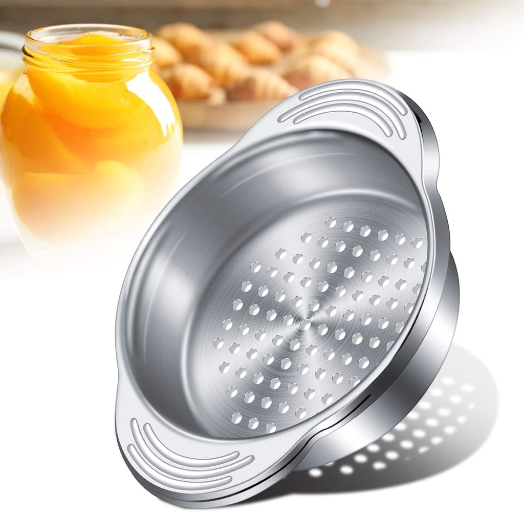 1 Piece Tuna Can Strainer Stainless Steel Food Strainer Sieve Metal Press Lid Canning Colander Oil Drainer Tuna Filter for Beans Vegetables