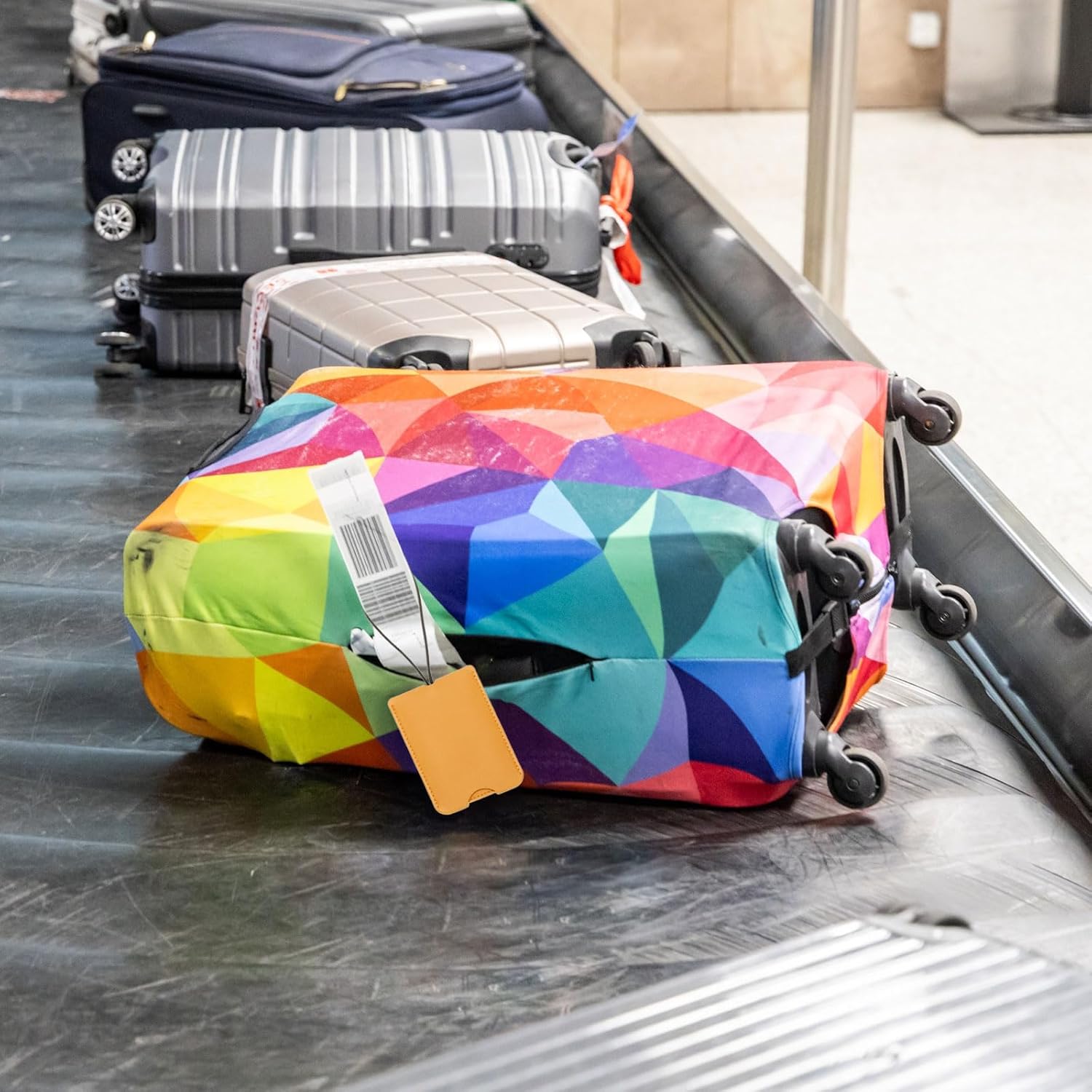 2 Pcs Suitcase Tags, Green Leather Luggage Name Tags Travel Accessories Airplane Travel Essentials for Flying Hotel Check in Luggage Bags Men Women, 4.72 x 2.76 x 0.08