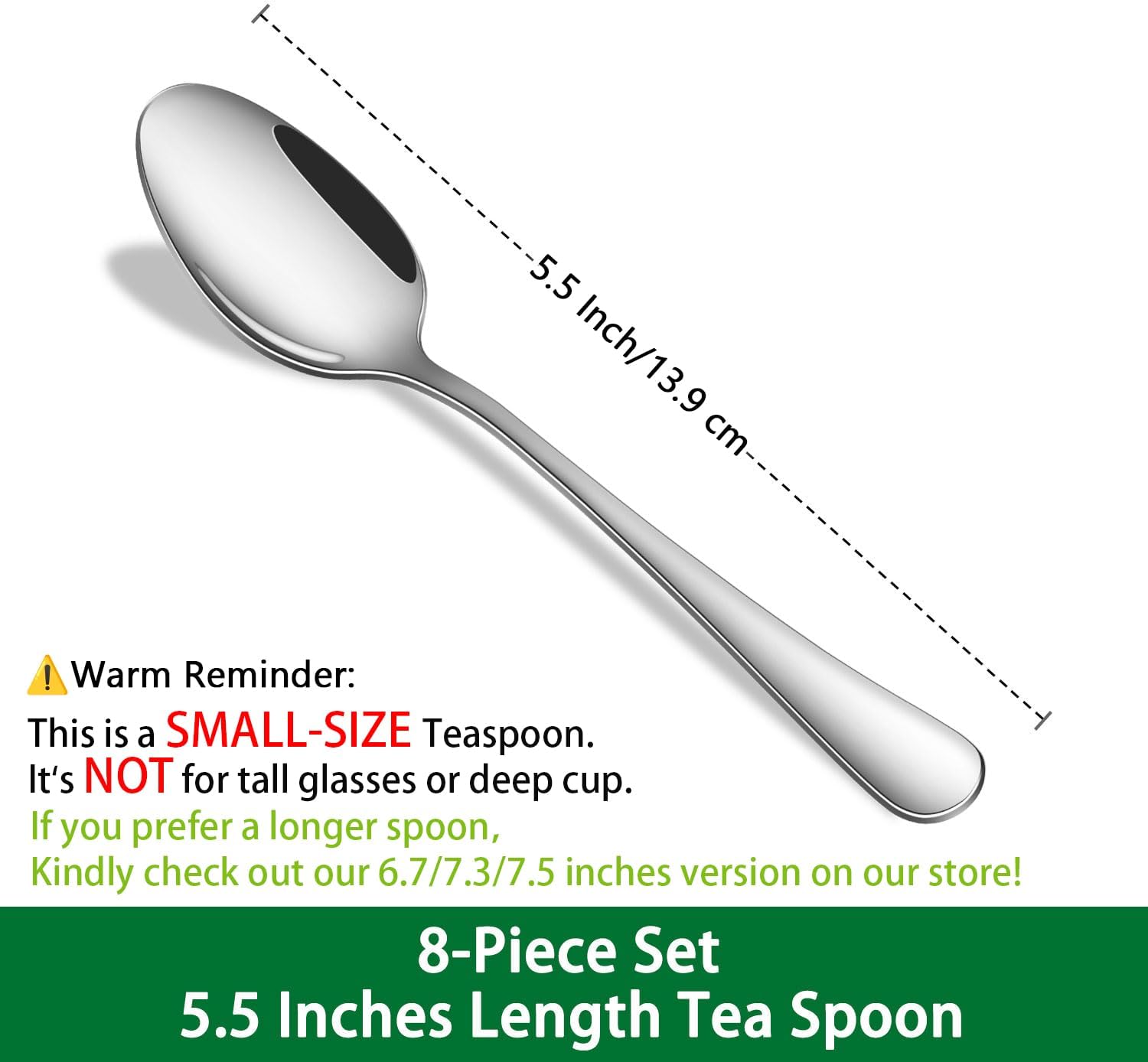 Small Teaspoon,5.5 Inches Stainless Steel Tea Spoons Set Of 8,Espresso Spoon,Durable Dishwasher Safe Small Coffee Spoons,Mini Demitasse Spoon For Dessert