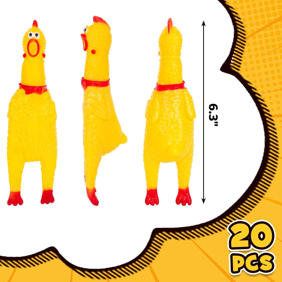 20PCS Squeaky Rubber Chickens, Screaming Chickens Bulk Prank Novelty Toys Pet Toys for Party Favors Family Game Dog Toys Noise Maker