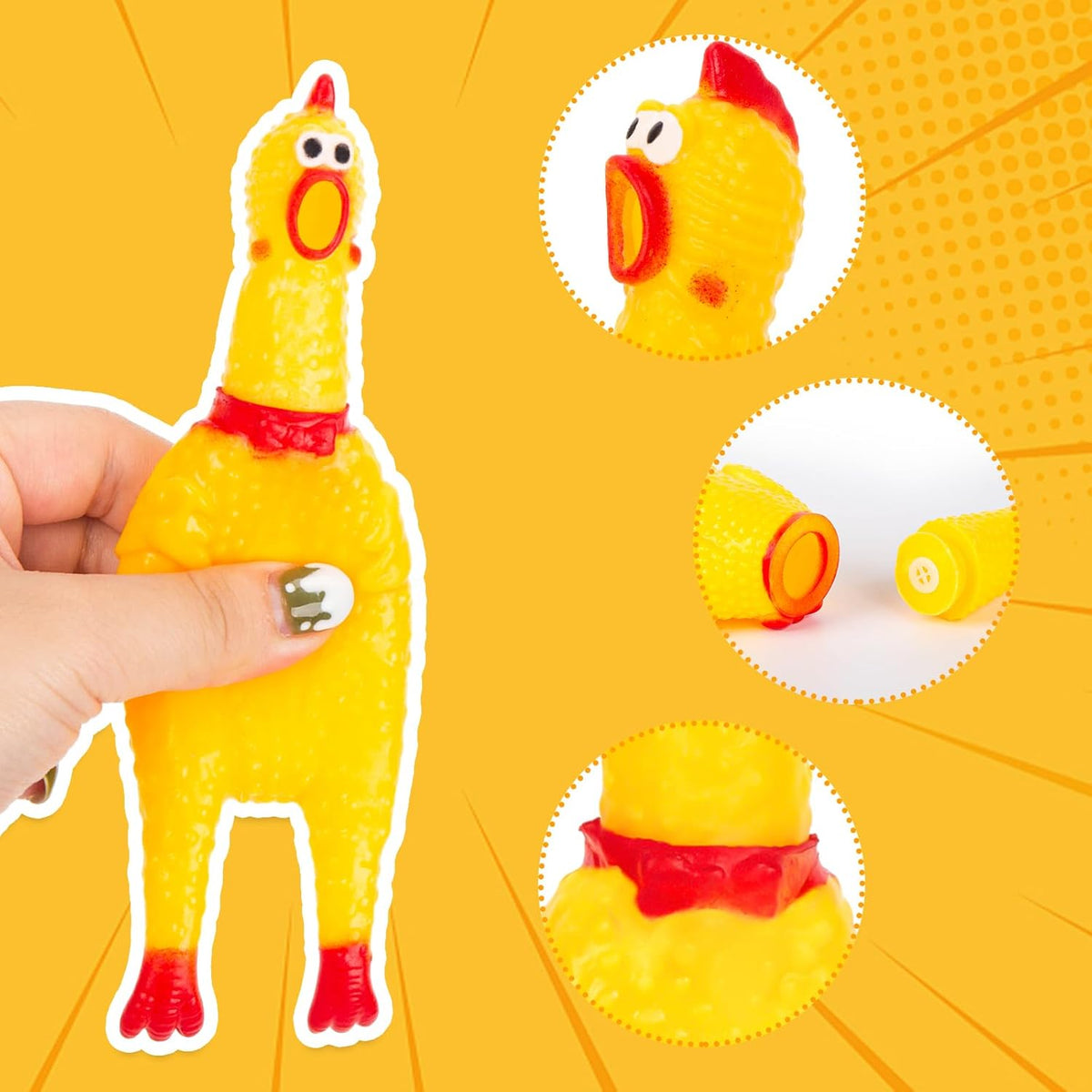 20PCS Squeaky Rubber Chickens, Screaming Chickens Bulk Prank Novelty Toys Pet Toys for Party Favors Family Game Dog Toys Noise Maker