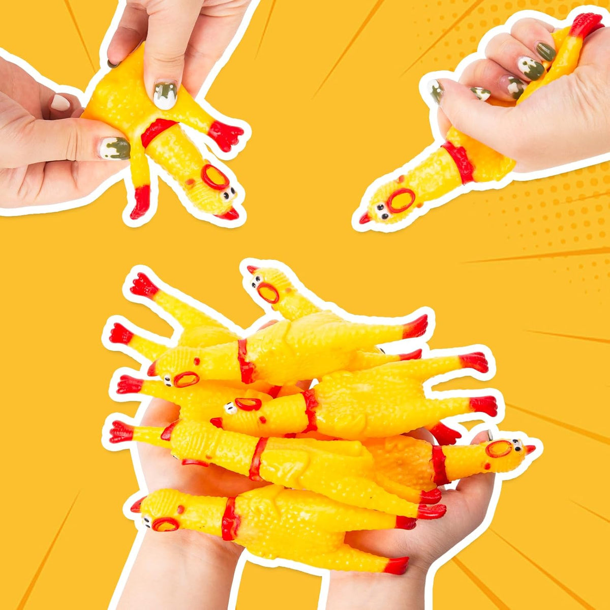 20PCS Squeaky Rubber Chickens, Screaming Chickens Bulk Prank Novelty Toys Pet Toys for Party Favors Family Game Dog Toys Noise Maker