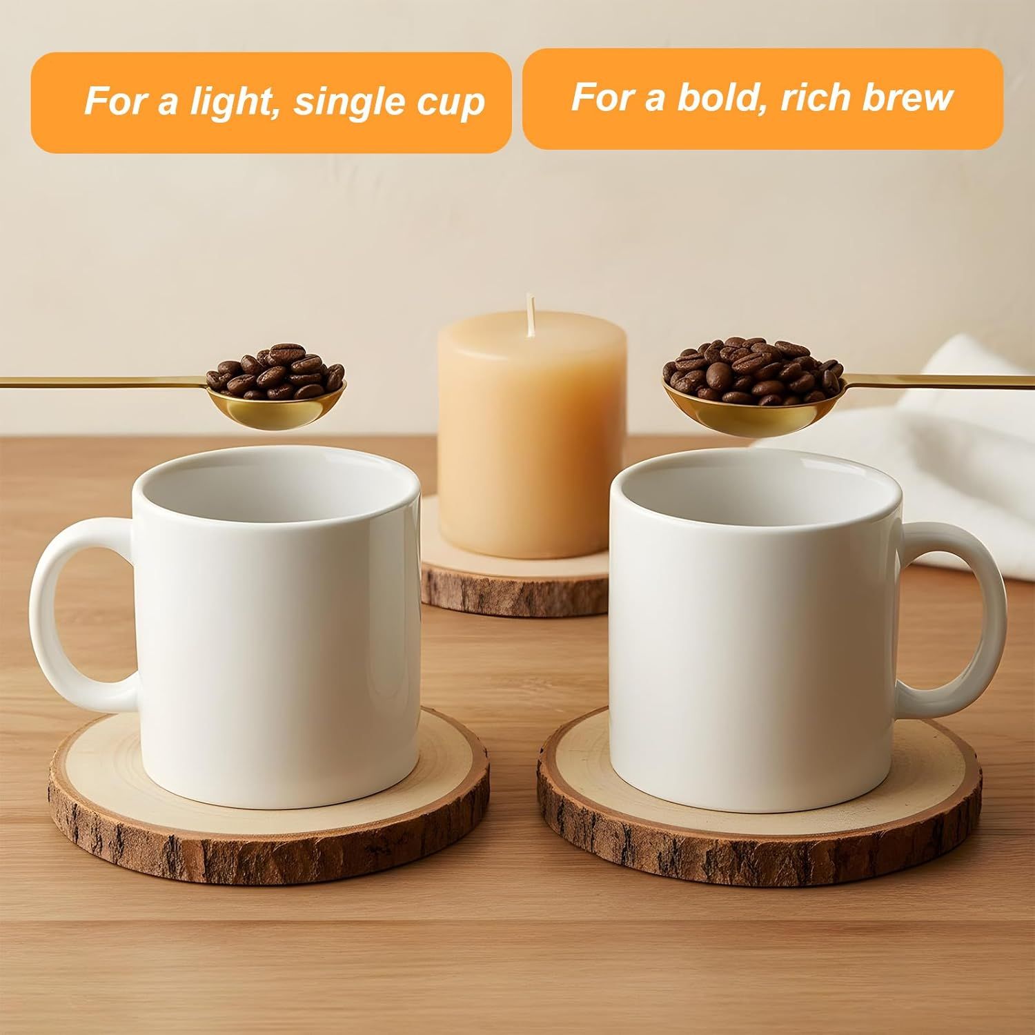 Double Sided Measuring Spoon, Long Handle Teaspoon Measuring Spoon Stainless Steel Coffee Measurings Scoop Spoons 5ml and 15ml, Dual-Measure Long-Handle Spoons for Tea Sugar Baking Precise Gold