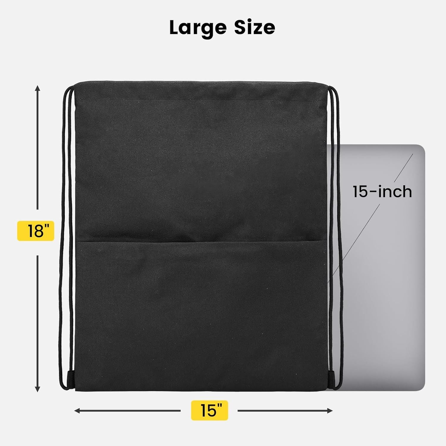 Drawstring Backpack Water Resistant String Bag Sports Sackpack Gym Sack with Side Pocket for Men Women