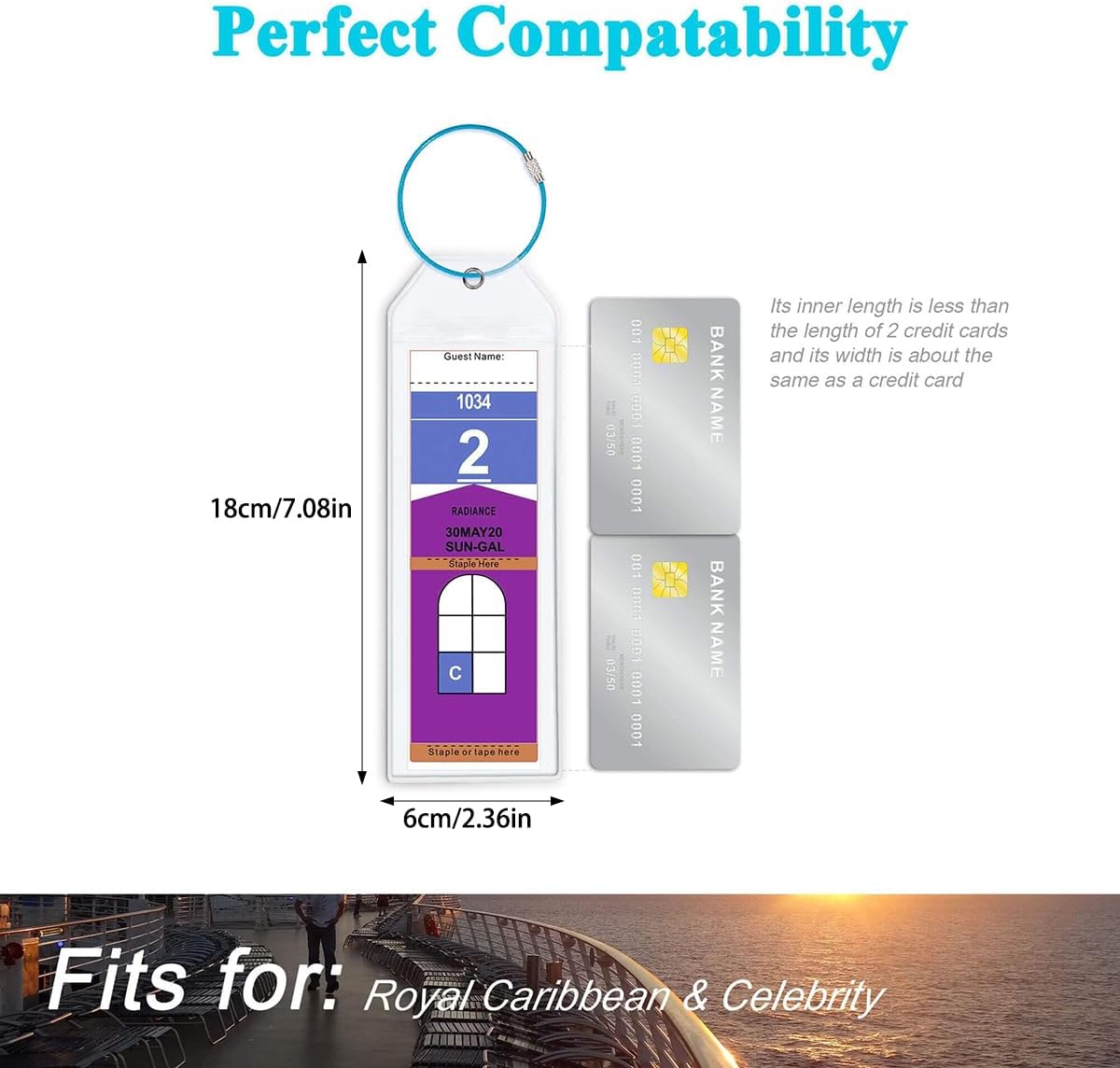 5Pcs Cruise Luggage Tag Holder, Luggage Tags for Suitcases, Waterproof Suitcase Tags with Stainless Steel Wire, Clear Durable Travel Tags for Luggage