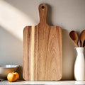 Acacia Wood Cutting Board with Handle, Wooden Cutting Boards, Chopping Board, Charcuterie Board, Serving Board for Cheese, Bread, Pizza, Vegetables & Fruits (1, 13.8''L x 7''W)