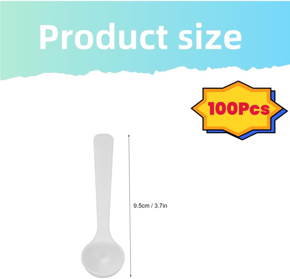 Measuring Spoons Set, 100Pcs PVC Fertilizer Spoon, High Temperature Resistance Measuring Spoon Long Handle Scoop, Small Tablespoon Measurement Spoon Set for Gardening 2ml/1g