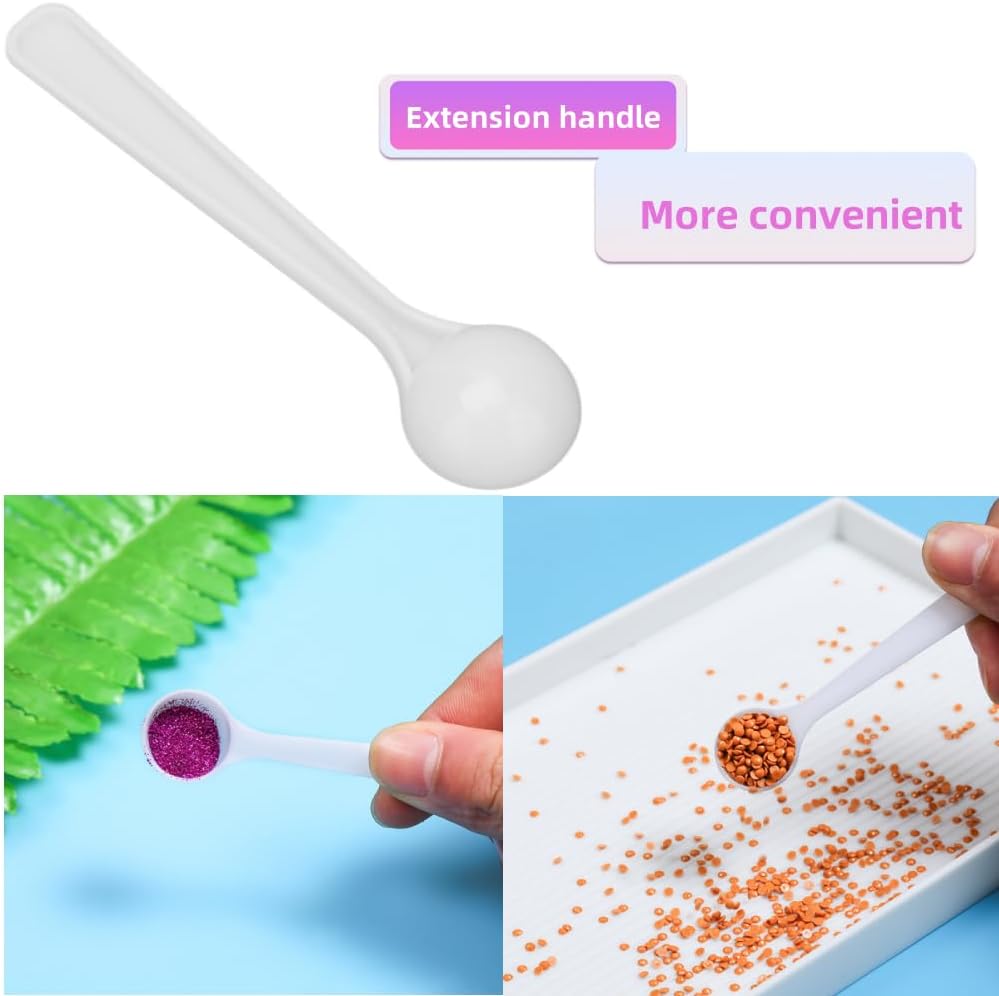 Measuring Spoons Set, 100Pcs PVC Fertilizer Spoon, High Temperature Resistance Measuring Spoon Long Handle Scoop, Small Tablespoon Measurement Spoon Set for Gardening 2ml/1g
