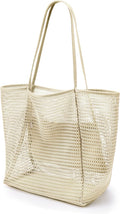Oversized Beach Tote Bag, Semi Mesh Tote Bag Foldable MAX 35L Laundry Tote Bag For Beach Picnic Laundry Vacation