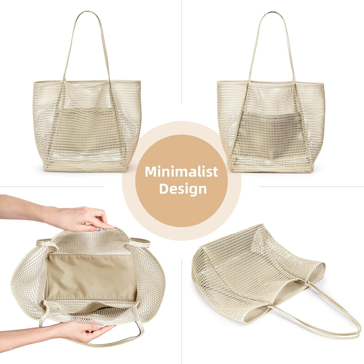 Oversized Beach Tote Bag, Semi Mesh Tote Bag Foldable MAX 35L Laundry Tote Bag For Beach Picnic Laundry Vacation