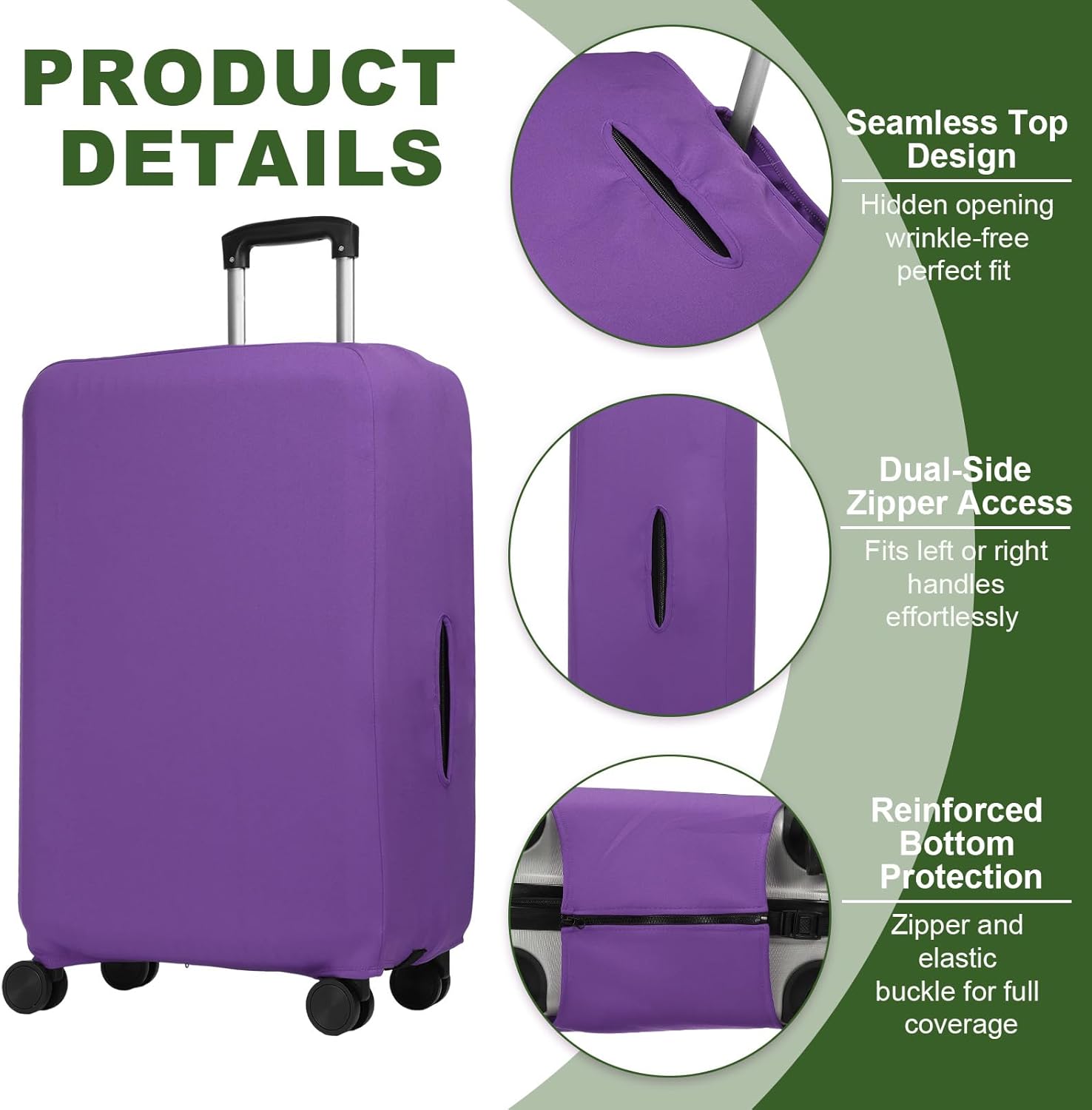 Luggage Cover, Suitcases Covers Elastic Carry on Protector Washable Scratch-Resistant Fits 22-24 Inch for Travel Business Trips, Violet inch