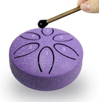 Ethereal Drums - Mini Steel Tongue Drum Kit - for sound healing, meditation and yoga - 3" 6-note - Great for beginners and relaxation - Lavender Purple - Mallets + Tabs + Bag