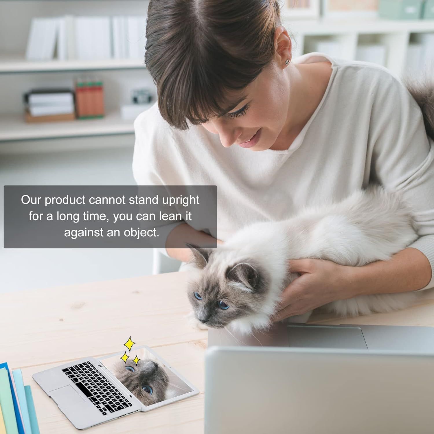 Mini Cat Laptop Toy Pocket Mirror Cat Laptop 3.7 x 2.5 Inch Tiny ake Computer Compact Mirror or Dollhouse Pet Travel Makeup Decoration(Silver)
