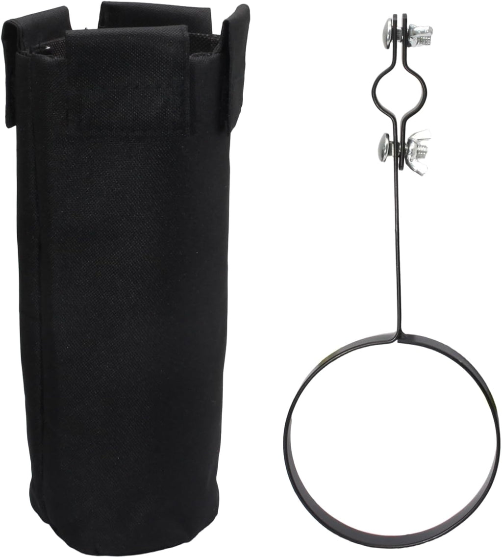 Biaungdo Drum Stick Holder for Drum Set, Removable Nylon Drumstick Bag Holder with Clamp-On Lockable Aluminum Clamp for Drumsticks Mallets, Up to 10 Pairs of Sticks