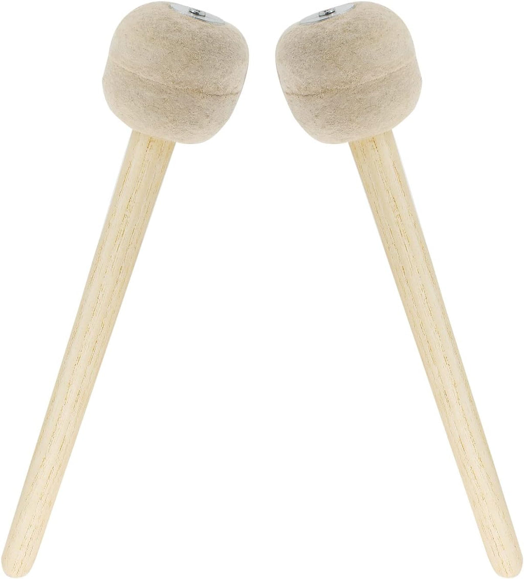 Biaungdo 2 Pack Drum Mallet, 13" Wool Felt Drum Stick, Bass Drum Mallet Drum Stick, Anti-slip Bass Percussion Sticks, Beige